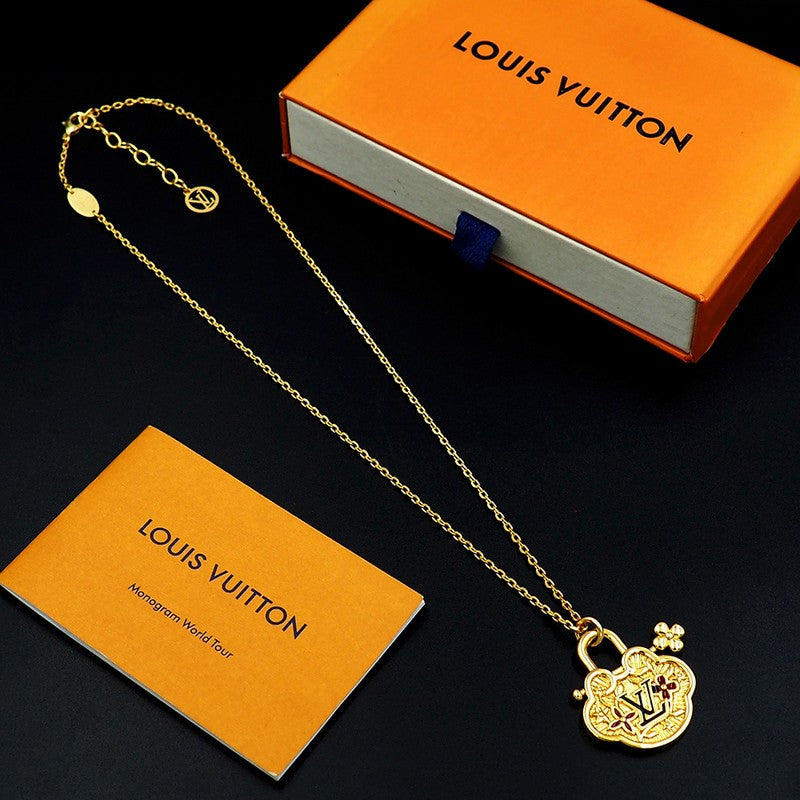 18K Louis Vuitton Vintage Lock Gold Necklace
