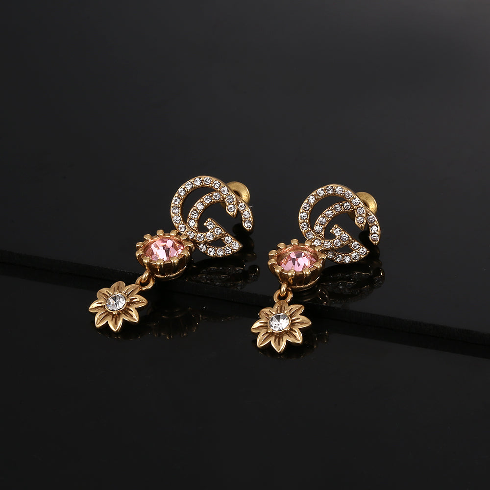 18K Gucci Flower Crystal Earrings