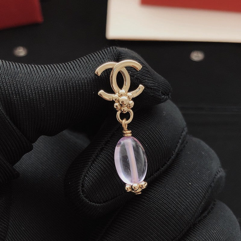 18K Chanel Purple Crystal Drop Earrings