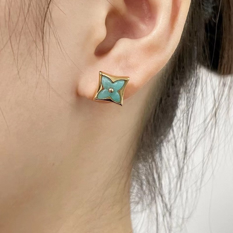 18K Louis Vuitton Blue Color Blossom BB Star Earrings