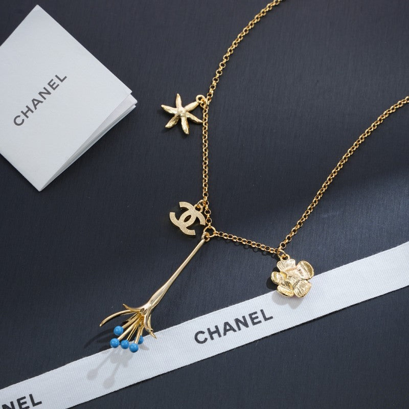 18K Chanel Color Flower Necklace