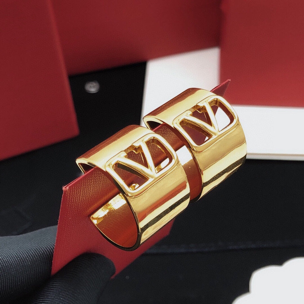 18K Valentino Vlogo Cuff Earrings