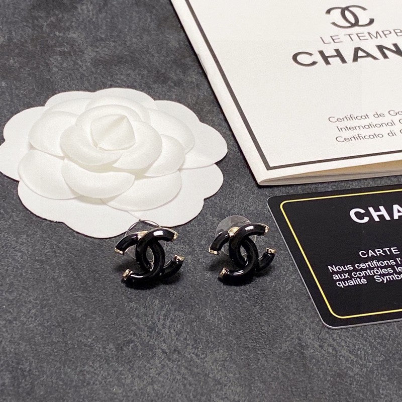 18K Chanel Black Gold Earrings