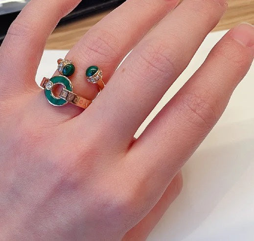 18K BVLGARI BV Malachite Ring