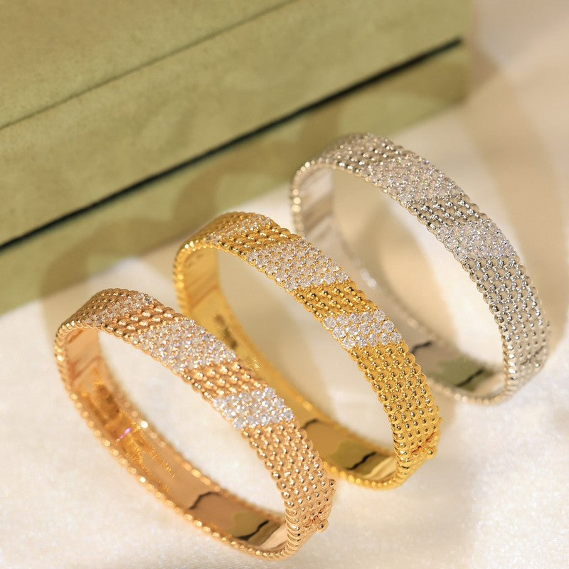 18K Van Cleef & Arpels Perlee 5 Rows Diamond Bracelet