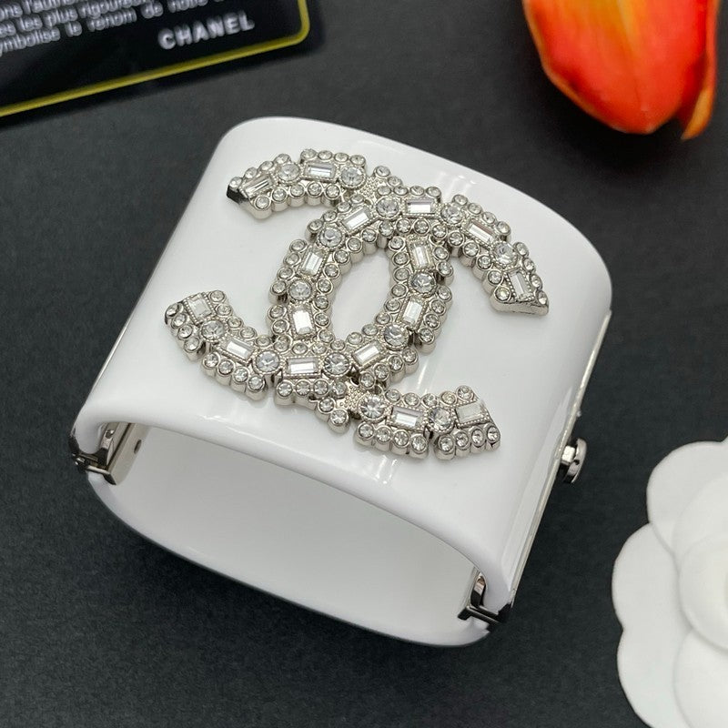 18K Chanel Pearl Diamond White Cuff Bracelet