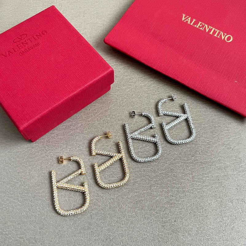 18K Valentino Vlogo Diamond Earrings