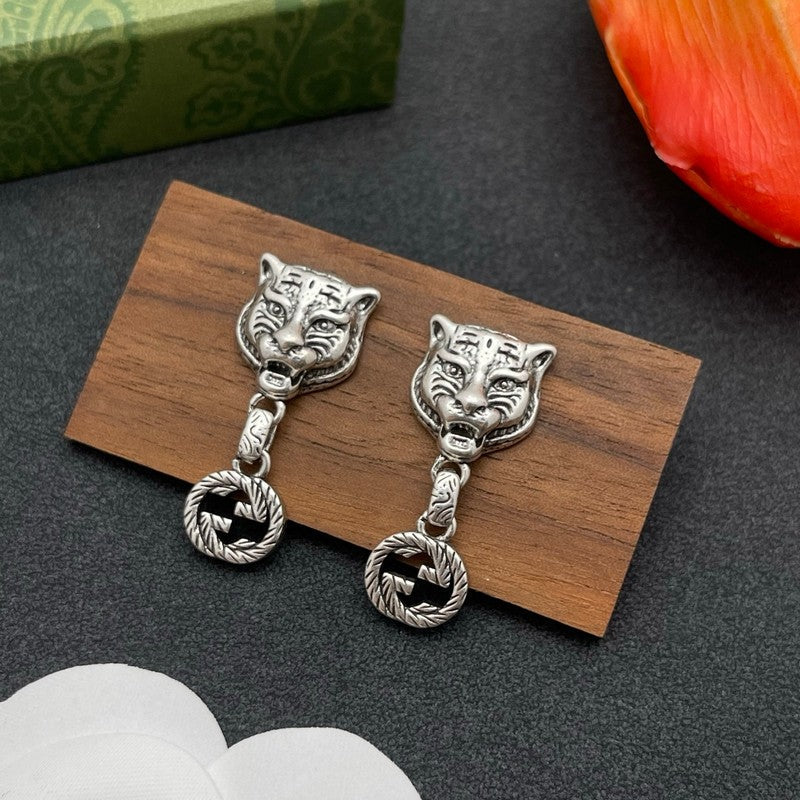 18K Gucci Tiger Drop Earrings