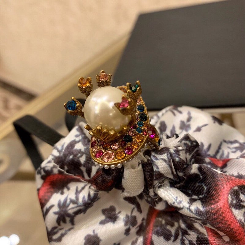 18K Gucci Multistone Pearl Ring