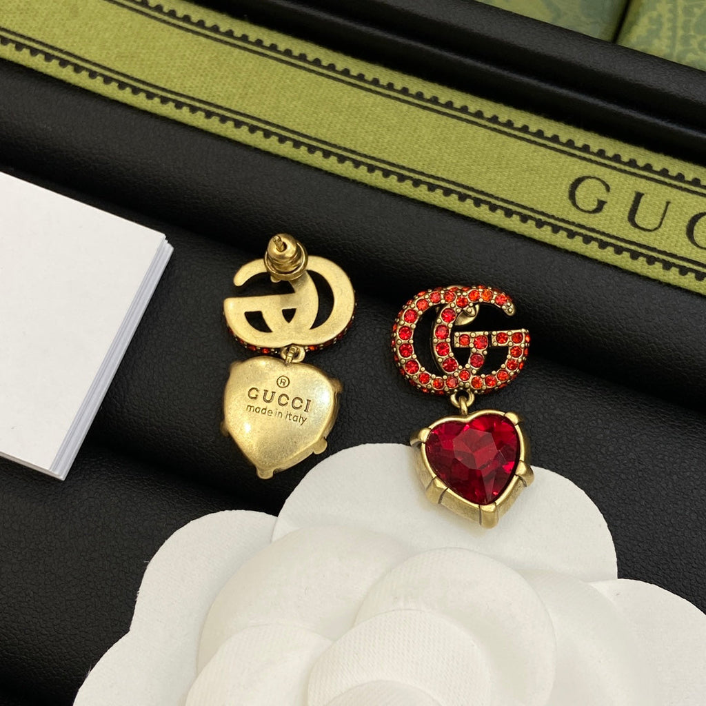 18K Gucci Red Crystal Earrings