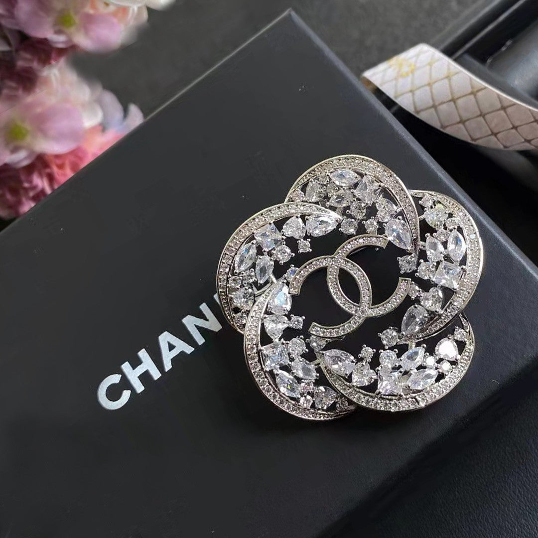 18K Chanel Camellia Diamond Brooch