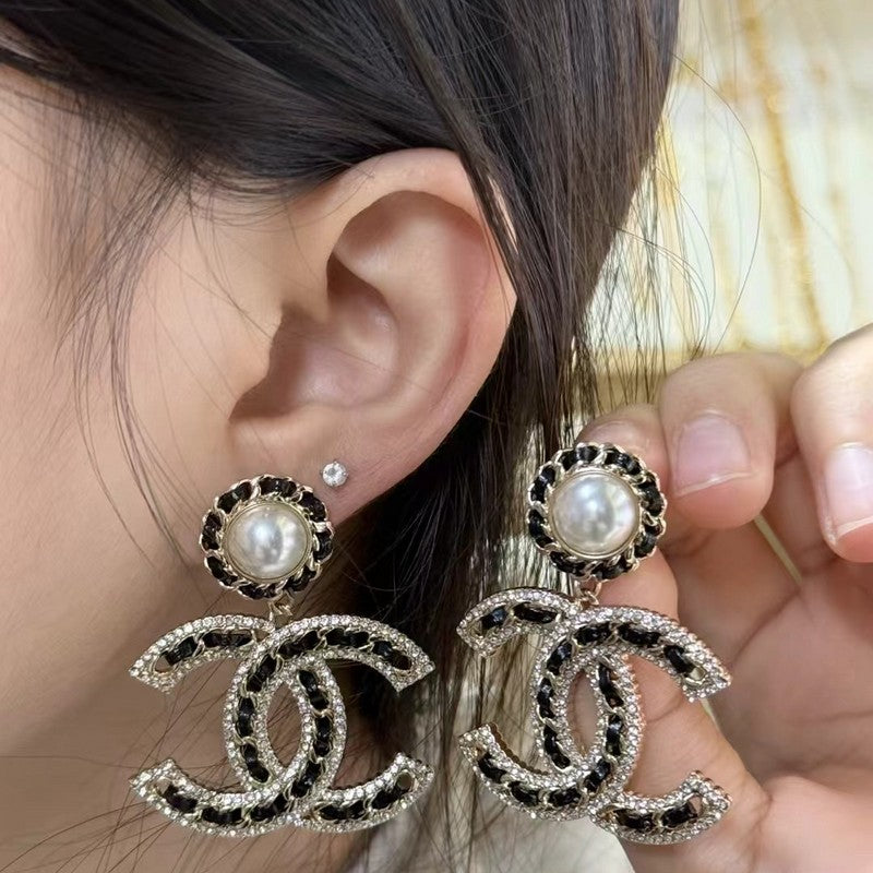 18K Chanel Leather Gold Earrings