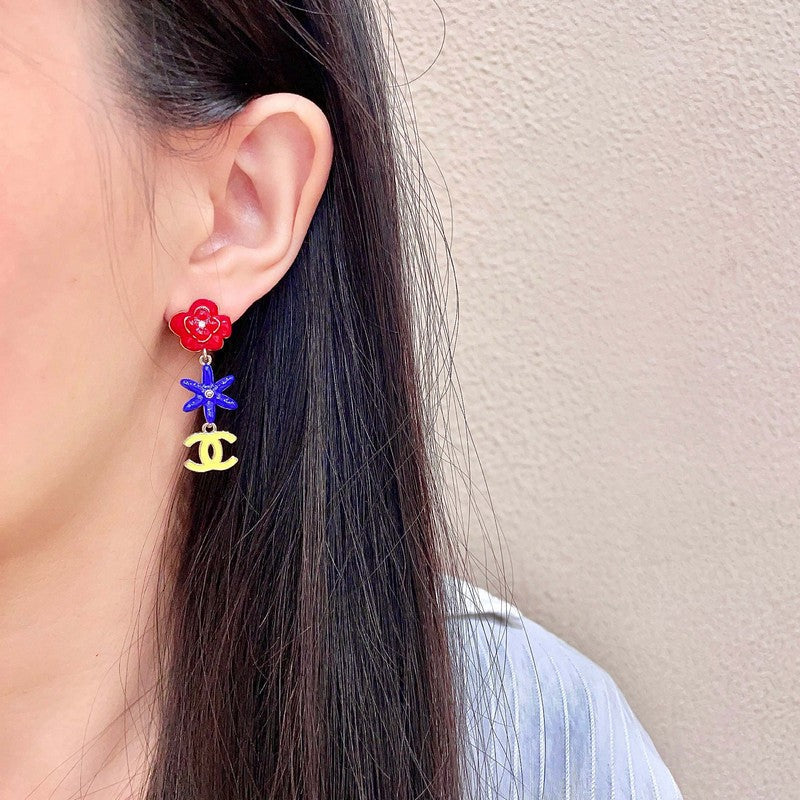 18K Chanel Color Camellia Earrings