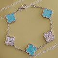 18K Van Cleef & Arpels Vintage Alhambra Five Motifs Agate Bracelet