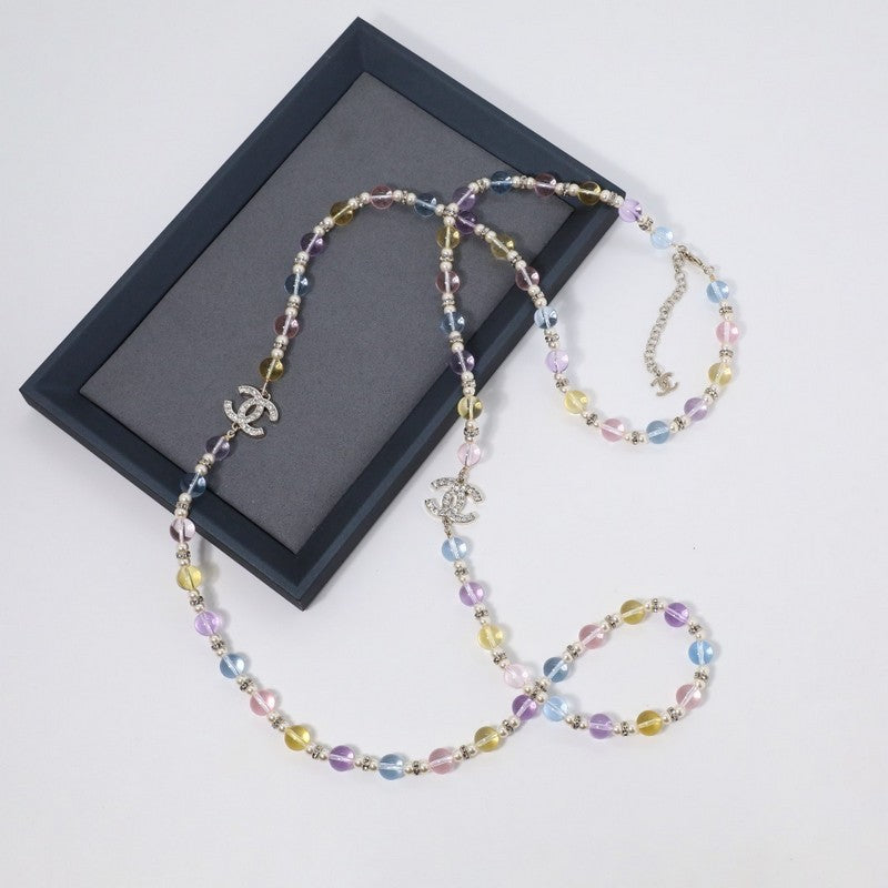 18K Chanel Color Crystal Long Necklace