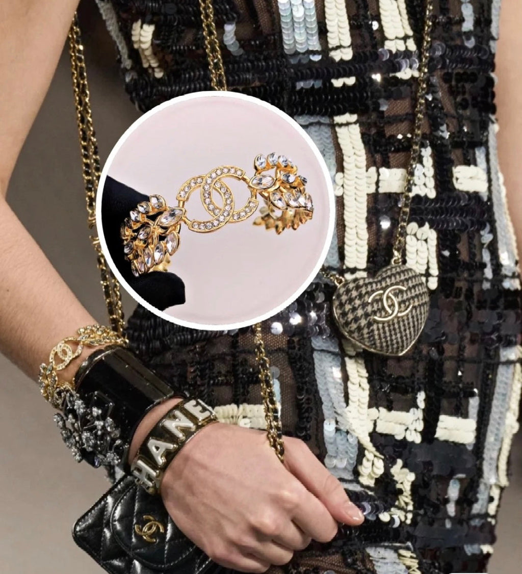 18K Chanel Crystals Open Cuff Bracelet