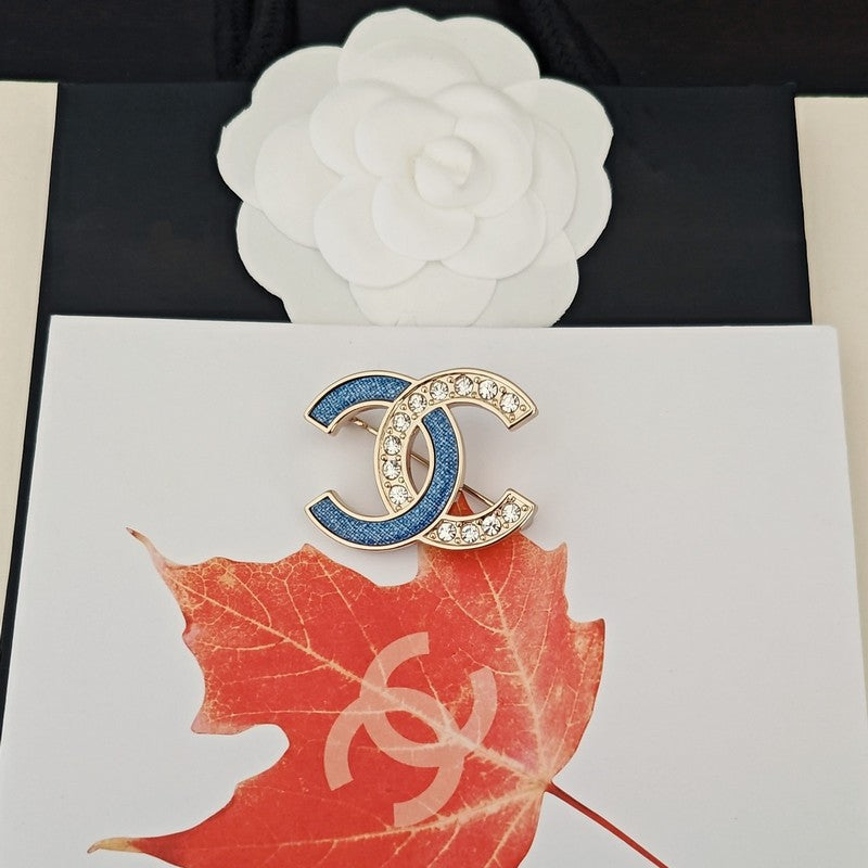 18K Chanel Blue & White Gold Diamond Brooch