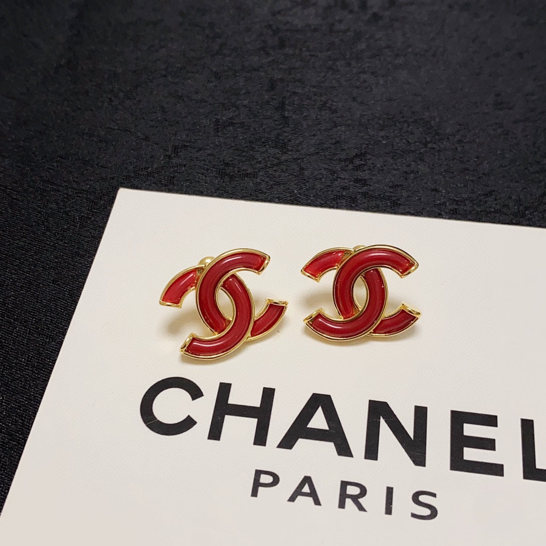 18K Chanel Red Resin Earrings