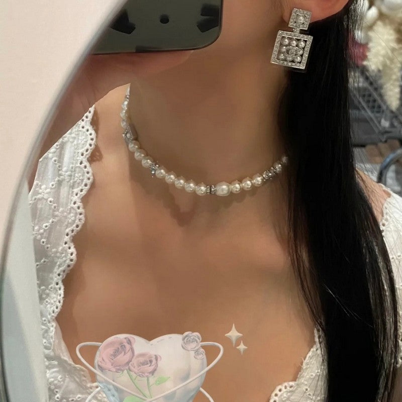 18K Chanel Diamond Pearl Perfume Earrings