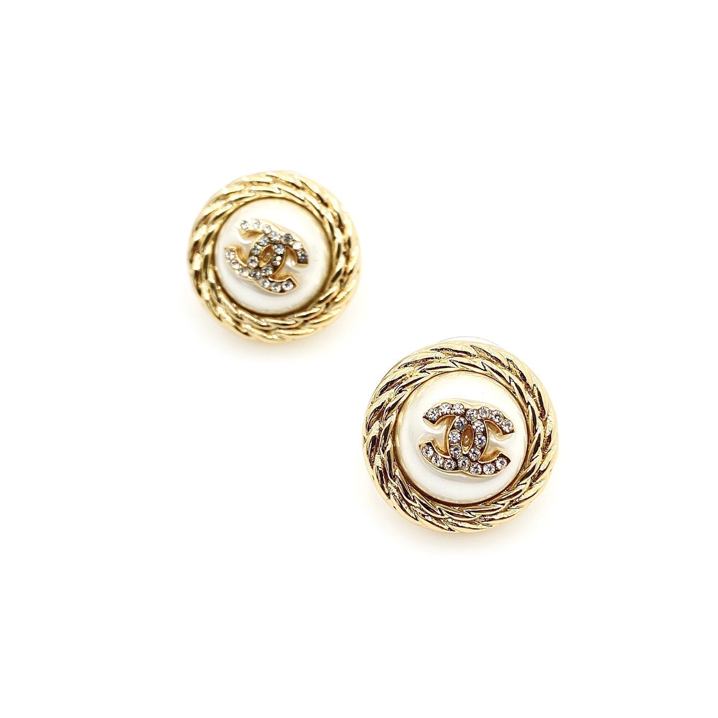 18K Chanel White Pearl Earrings