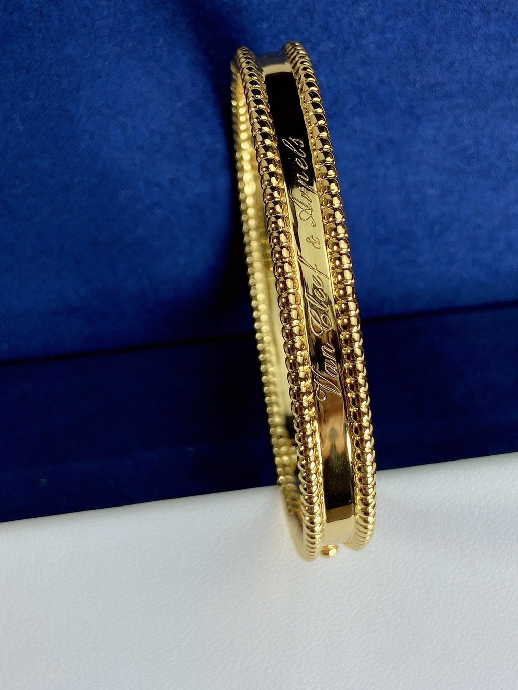 18K Van Cleef & Arpels Yellow Gold Perlee Signature Bracelet