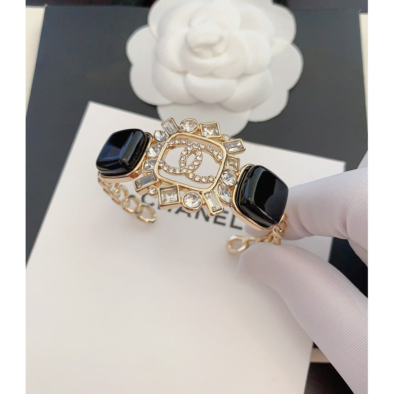 18K Chanel Black Crystal Cuff Bracelet