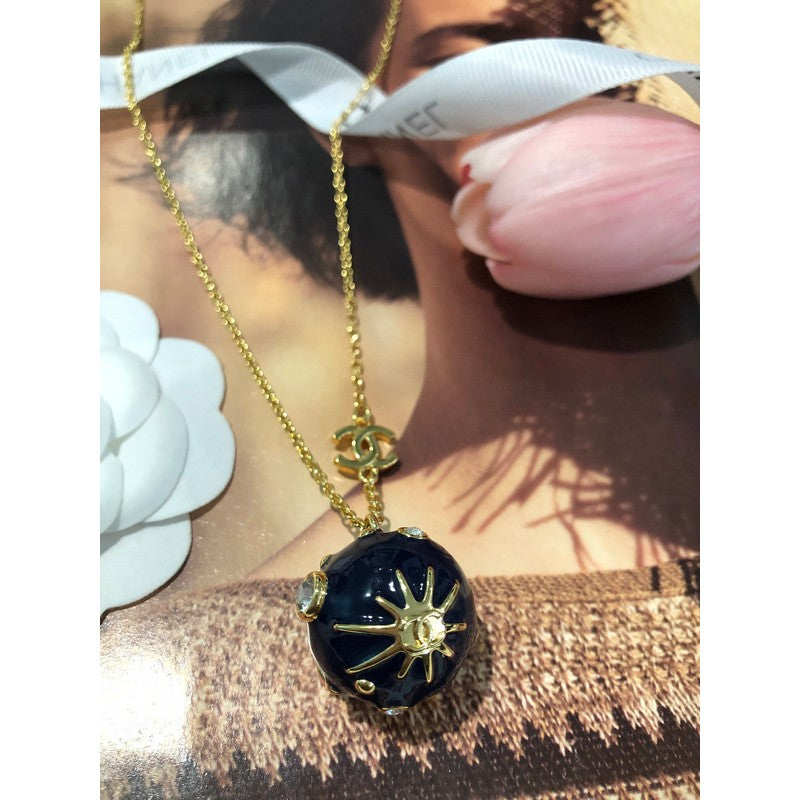 18K Chanel Blue Gold Ball Necklace