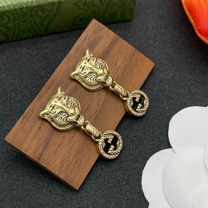 18K Gucci Tiger Drop Earrings