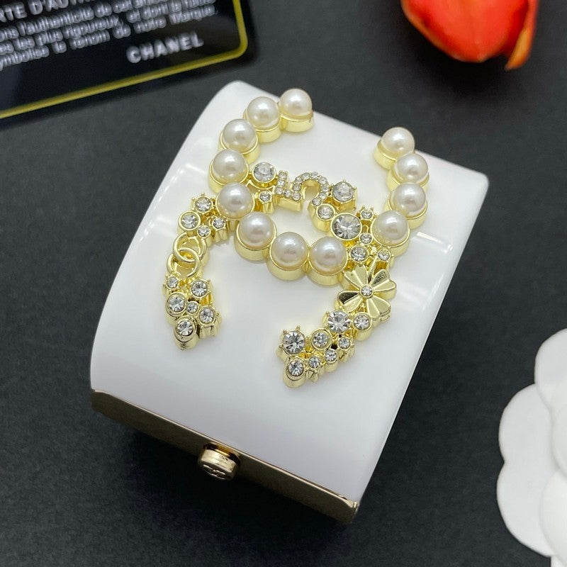 18K Chanel Pearl & Diamond White Cuff Bracelet