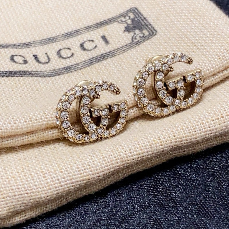18K Gucci Diamond Gold Earrings