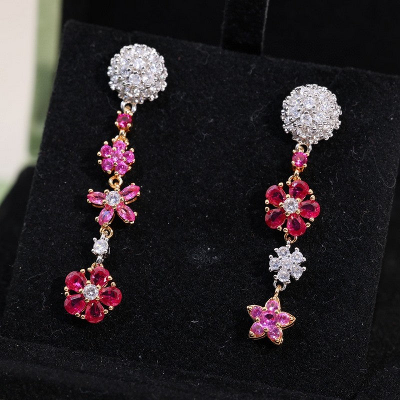 18K Van Cleef & Arpels VCA Flower Diamond Earrings