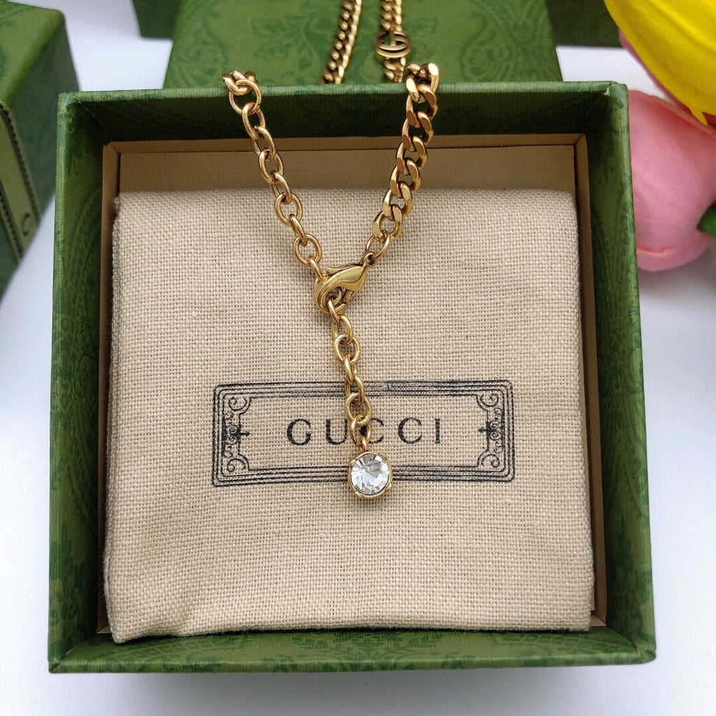 18K Gucci Flower Crystals Necklace