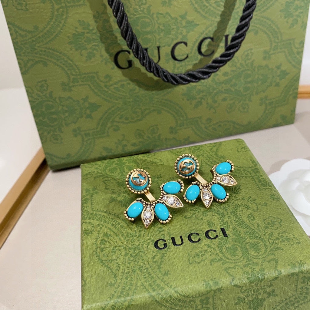18K Gucci Blue Flowers Earrings