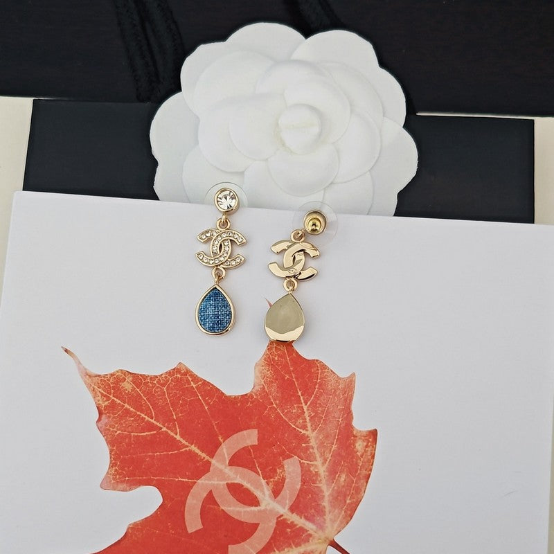 18K Chanel Blue Pendant Diamond Earrings
