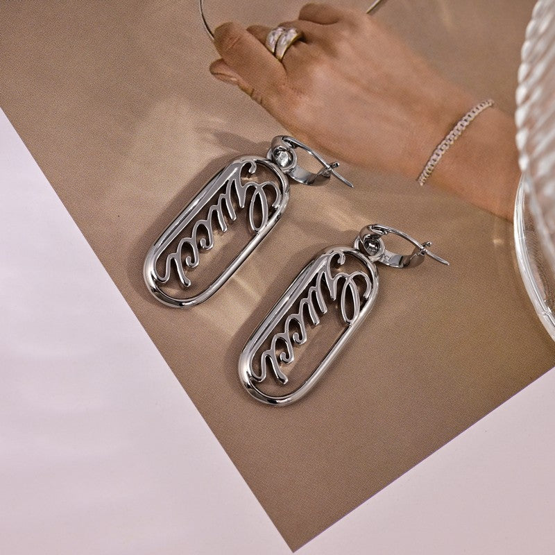 18K Gucci White Gold Script Earrings