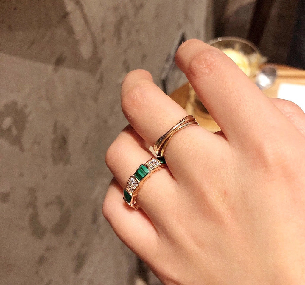 18K BVLGARI BV Serpenti Viper Malachite Ring