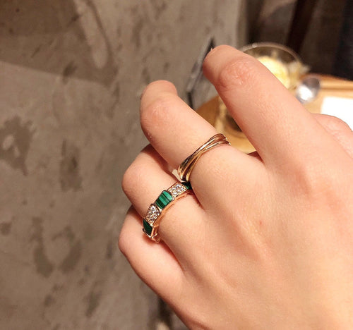 18K BVLGARI BV Serpenti Viper Malachite Ring
