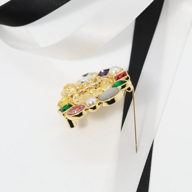 18K Chanel Color Crystal Flower Brooch