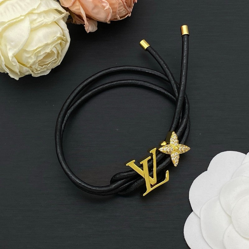 18K Louis Vuitton Black Chain Gold Bracelet