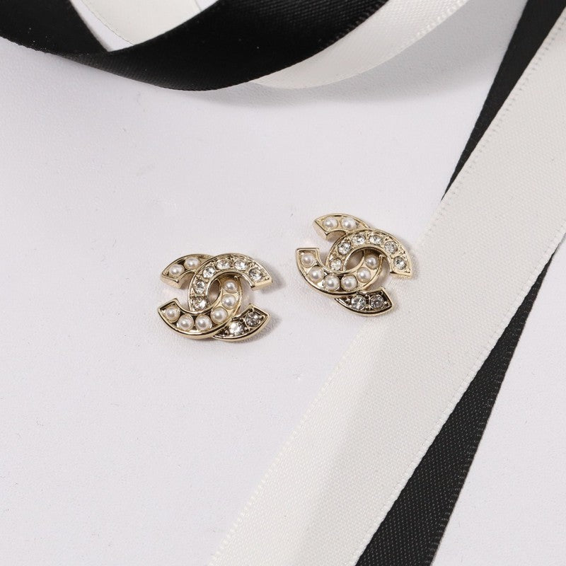 18K Chanel Diamond & Pearl Earrings