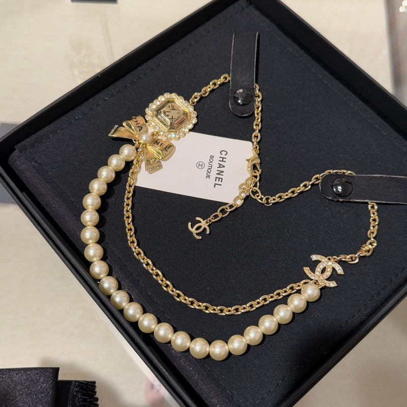 18K Chanel 25K Butterfly Pearl Necklace