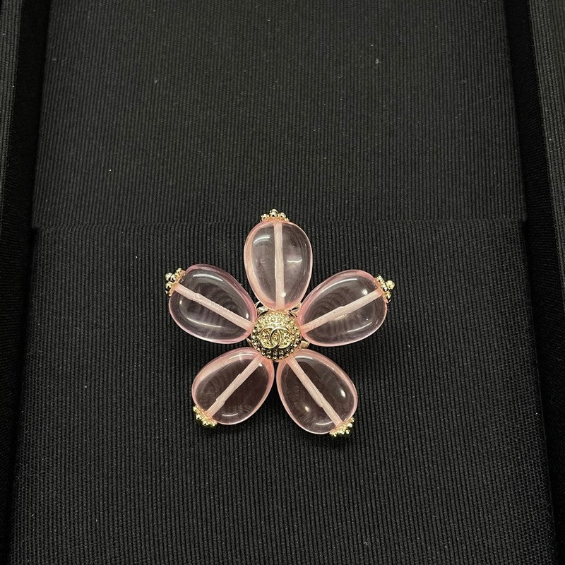 18K Chanel Pink Resin Flower Brooch