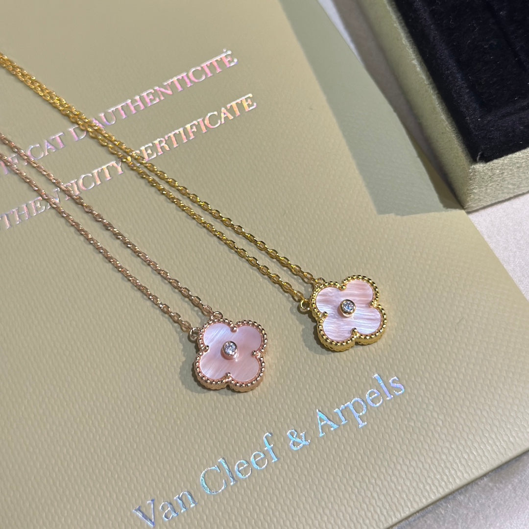 18K Van Cleef & Arpels Sweet Alhambra Pink Clover Necklace