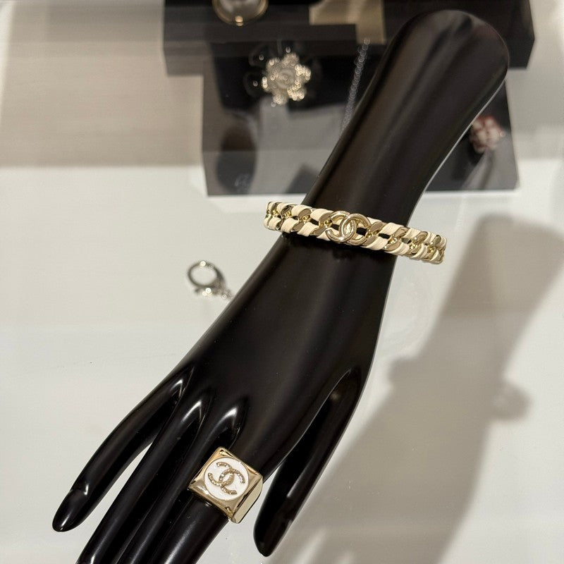 18K Chanel 26C White Open Cuff Bracelet
