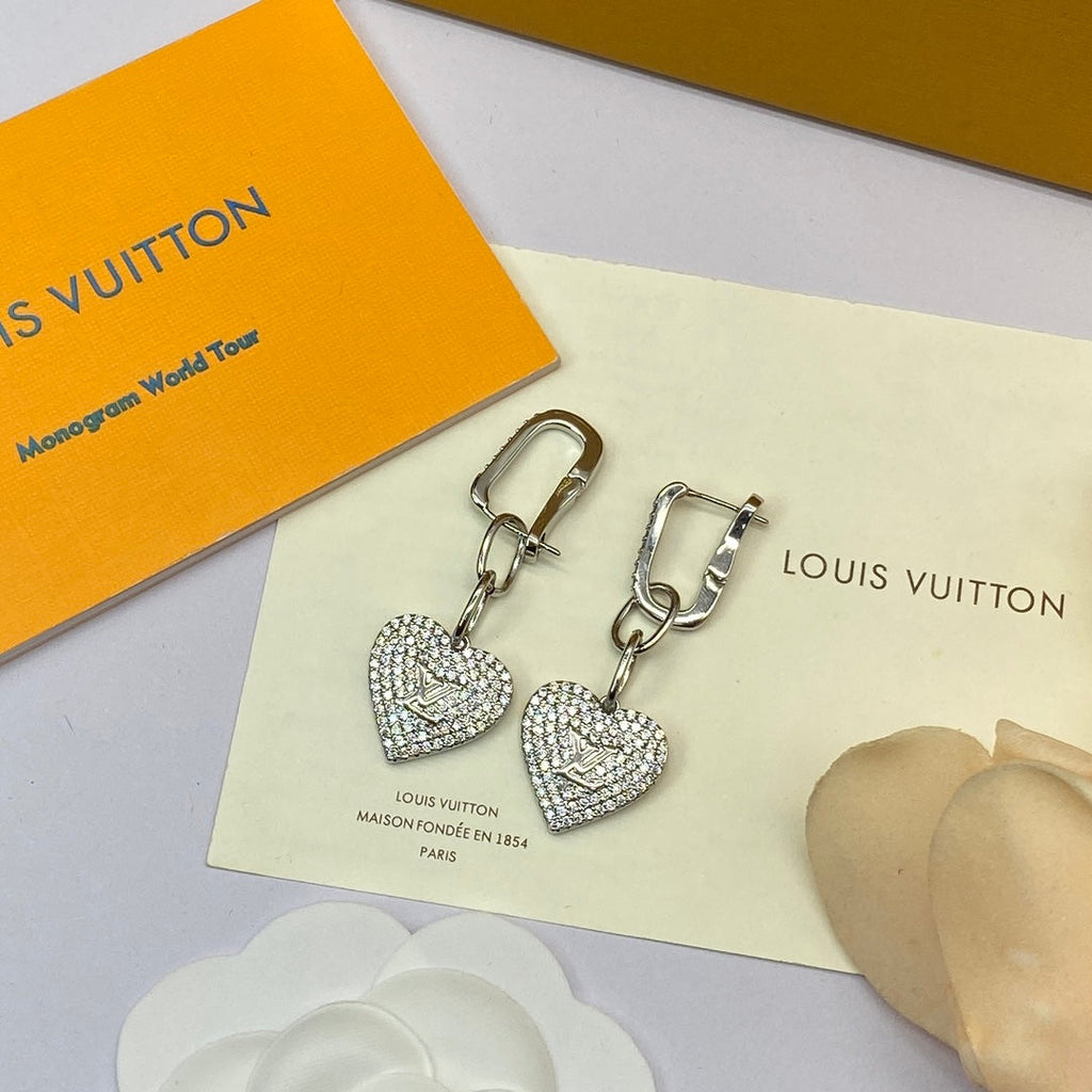 18K Louis Vuitton Diamond Heart Earrings