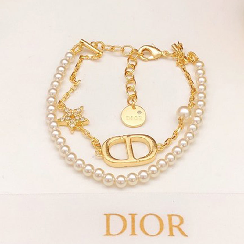 18K Dior Pearls Gold Chain Bracelet