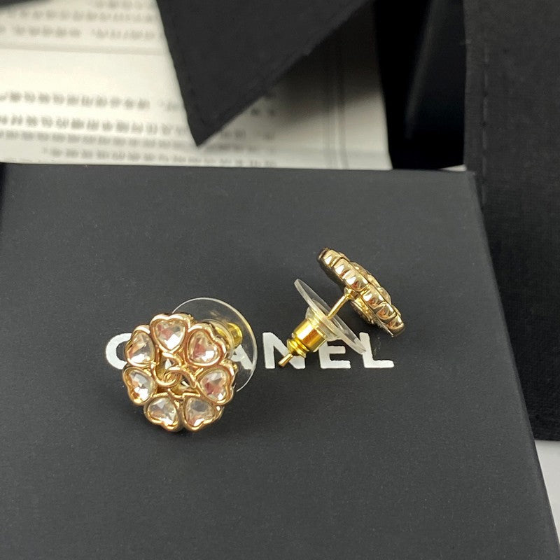 18K Chanel 25B Heart Crystal Earrings