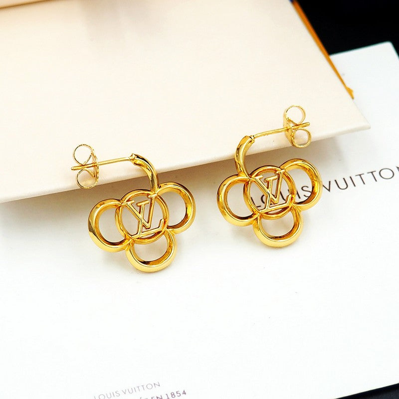 18K Louis Vuitton Hollow Gold Earrings