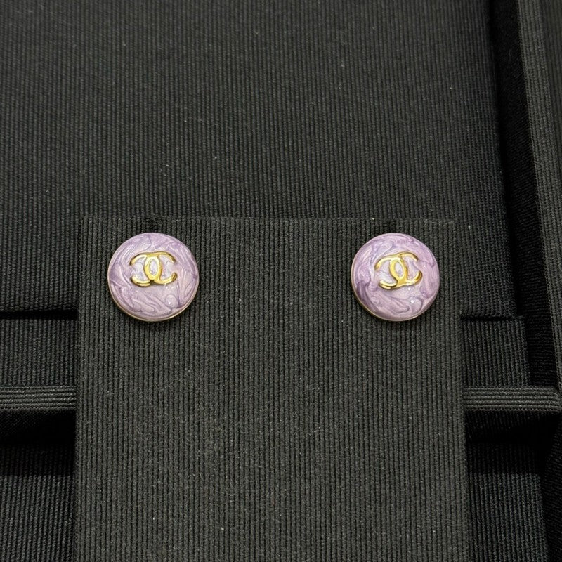 18K Chanel Purple Resin Gold Earrings