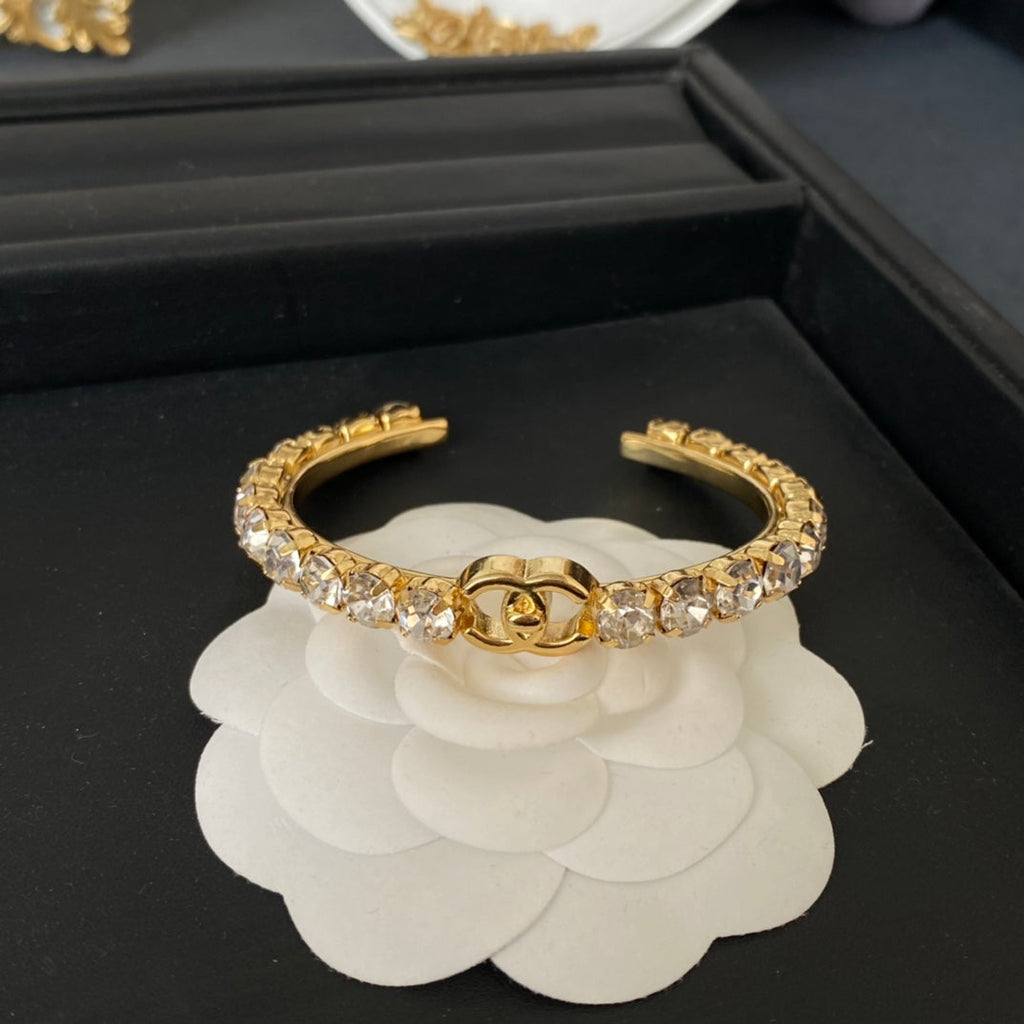 18K Chanel Crystal Open Cuff Bracelet